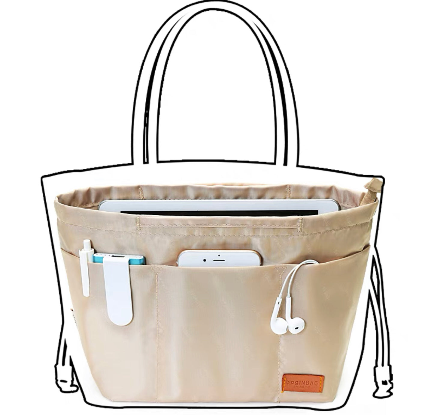 Waterproof Anti-Theft Lightweight Handbag Organiser in Beige, Chocolate and Black